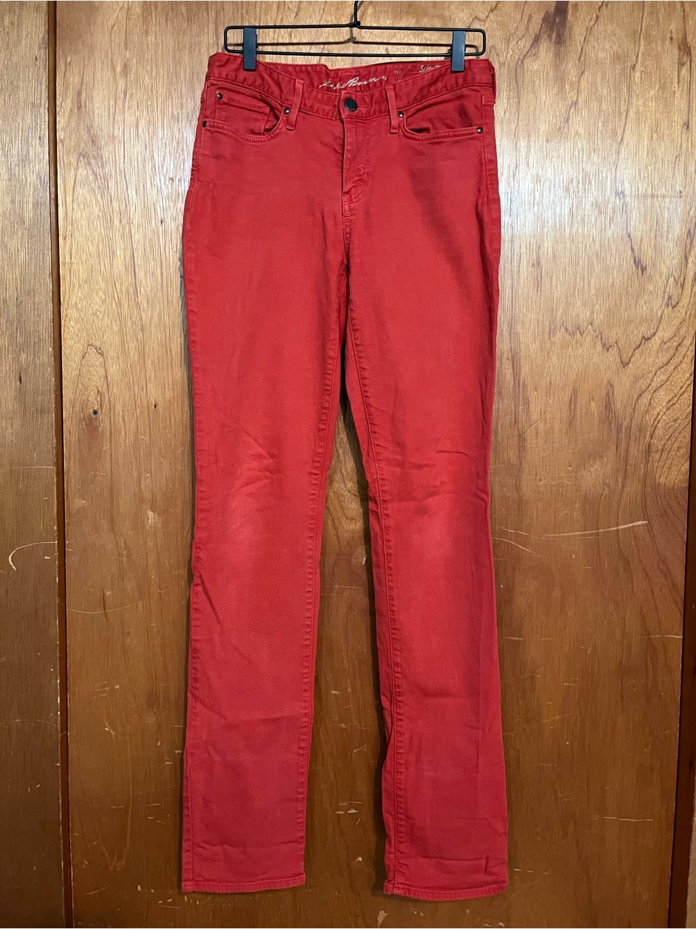 Eddie Bauer Slightly Curvy Straight Leg jeans, paprika, 8 Long